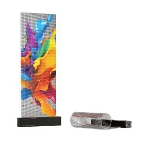 P6.25 Adhesive Transparent LED Film – 240×600 mm (9.45×23.62 in) | 1500nits | High Transparency Glass Sticker Display for Glass Walls & Retail Windows | Plug & Play